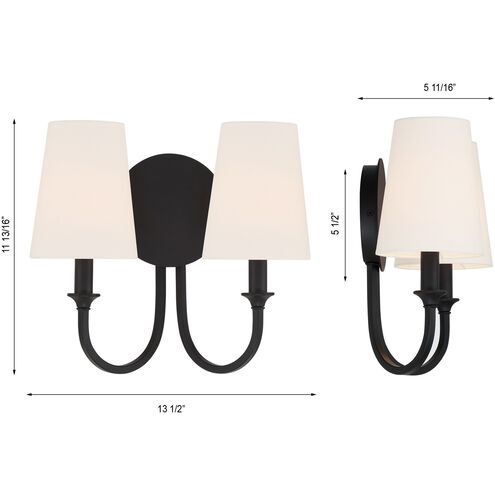 Payton 2 Light 13.5 inch Black Forged Sconce Wall Light