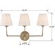 Sylvan 3 Light 23.25 inch Vibrant Gold Bathroom Vanity Light Wall Light