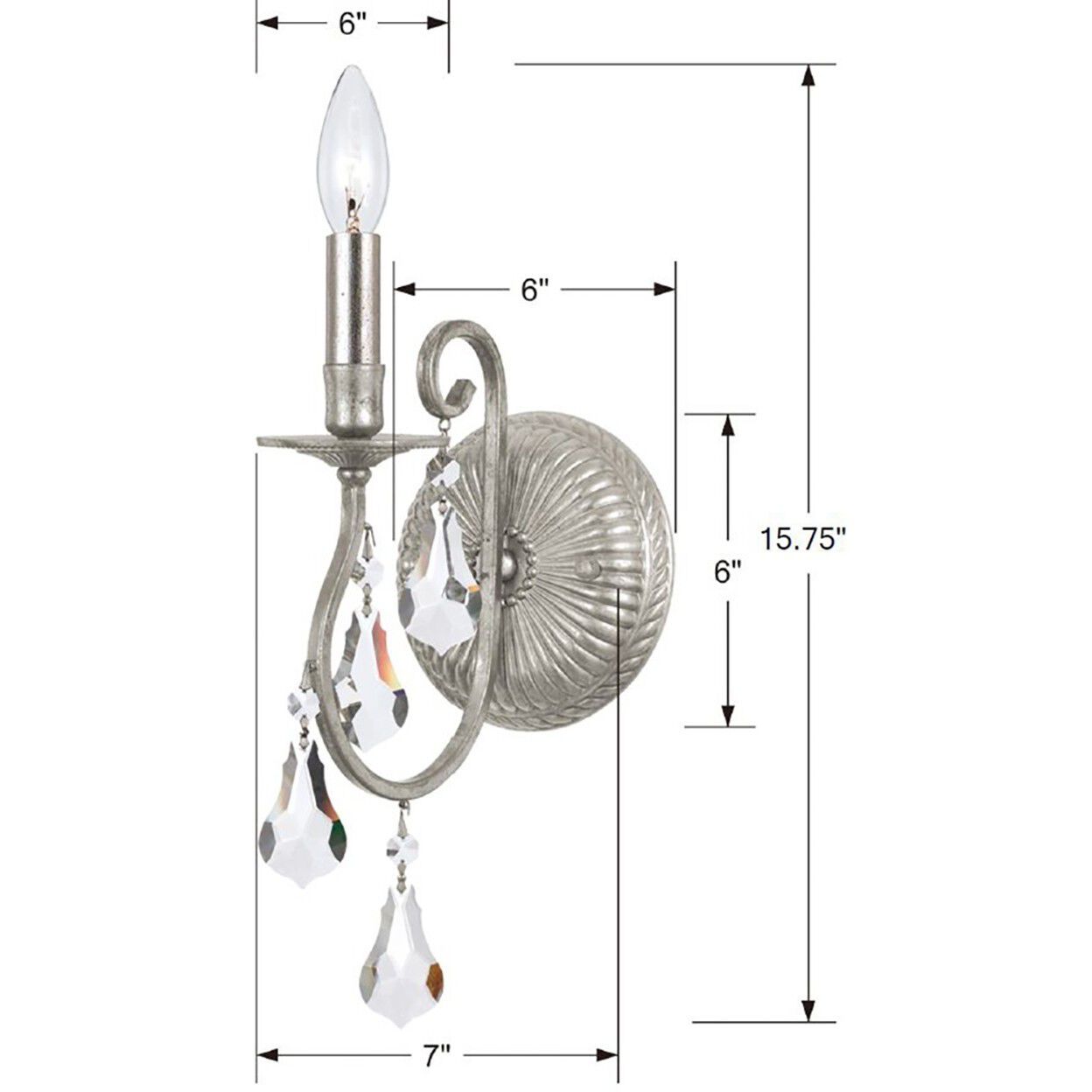 Ashton Bath Sconce Wall Light in Clear Swarovski Strass, Olde Silver