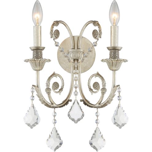 Regis 2 Light 12.5 inch Olde Silver Sconce Wall Light in Clear Hand Cut