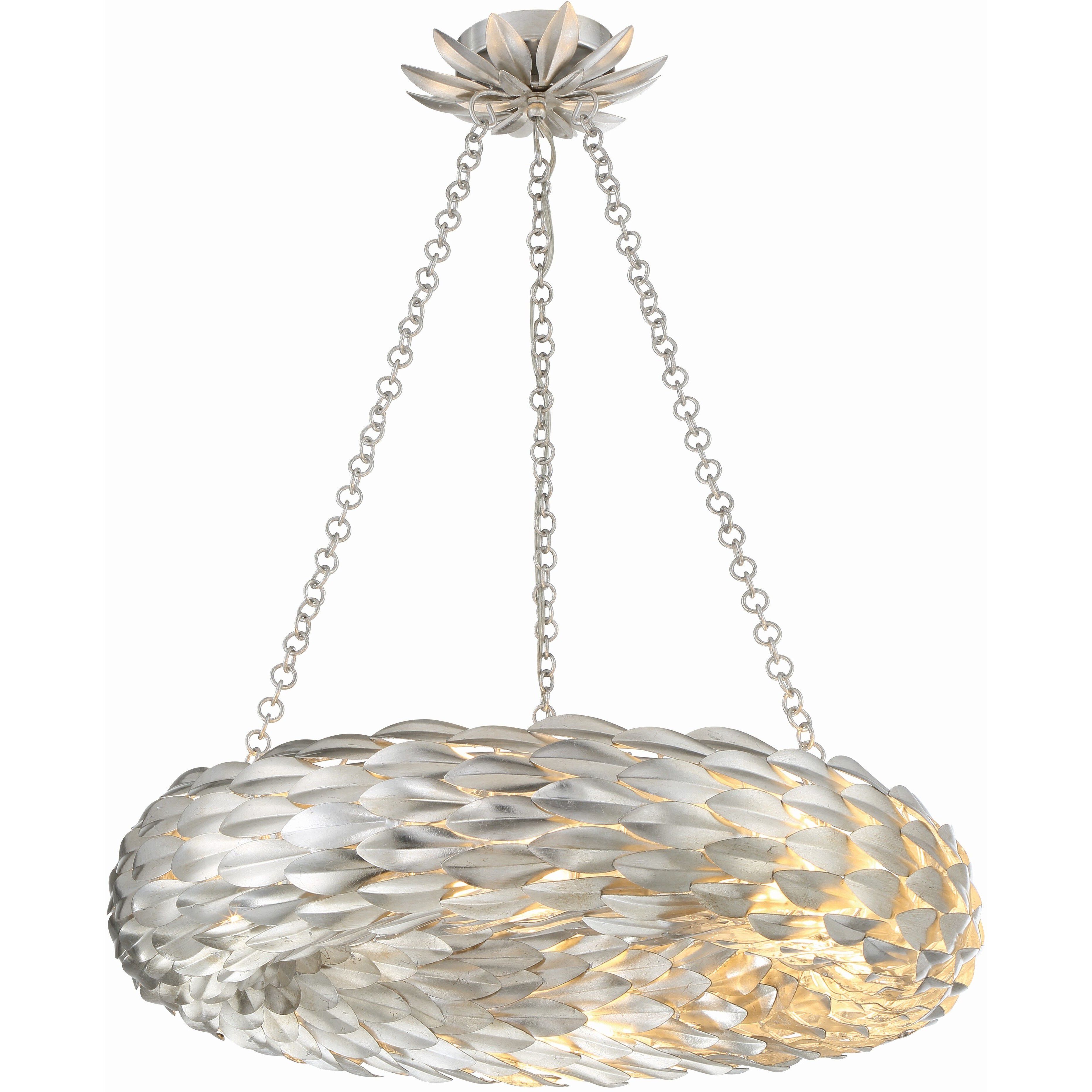 Broche 6 Light 24 inch Antique Silver Chandelier Ceiling Light