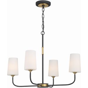 Niles 4 Light 29 inch Black Forged and Modern Gold Chandelier Ceiling Light