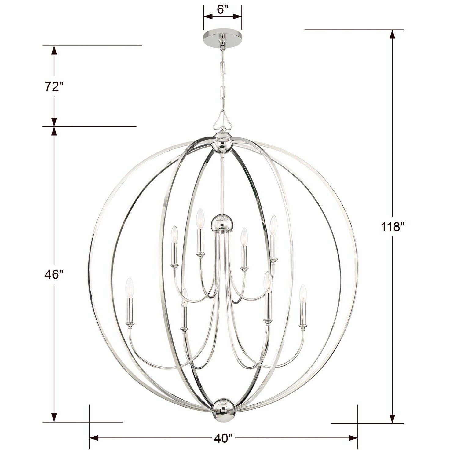 Sylvan 8 Light 40 inch Polished Nickel Chandelier Ceiling Light