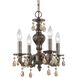 Paris Market 4 Light 13.5 inch Venetian Bronze Mini Chandelier Ceiling Light in Clear Swarovski Strass