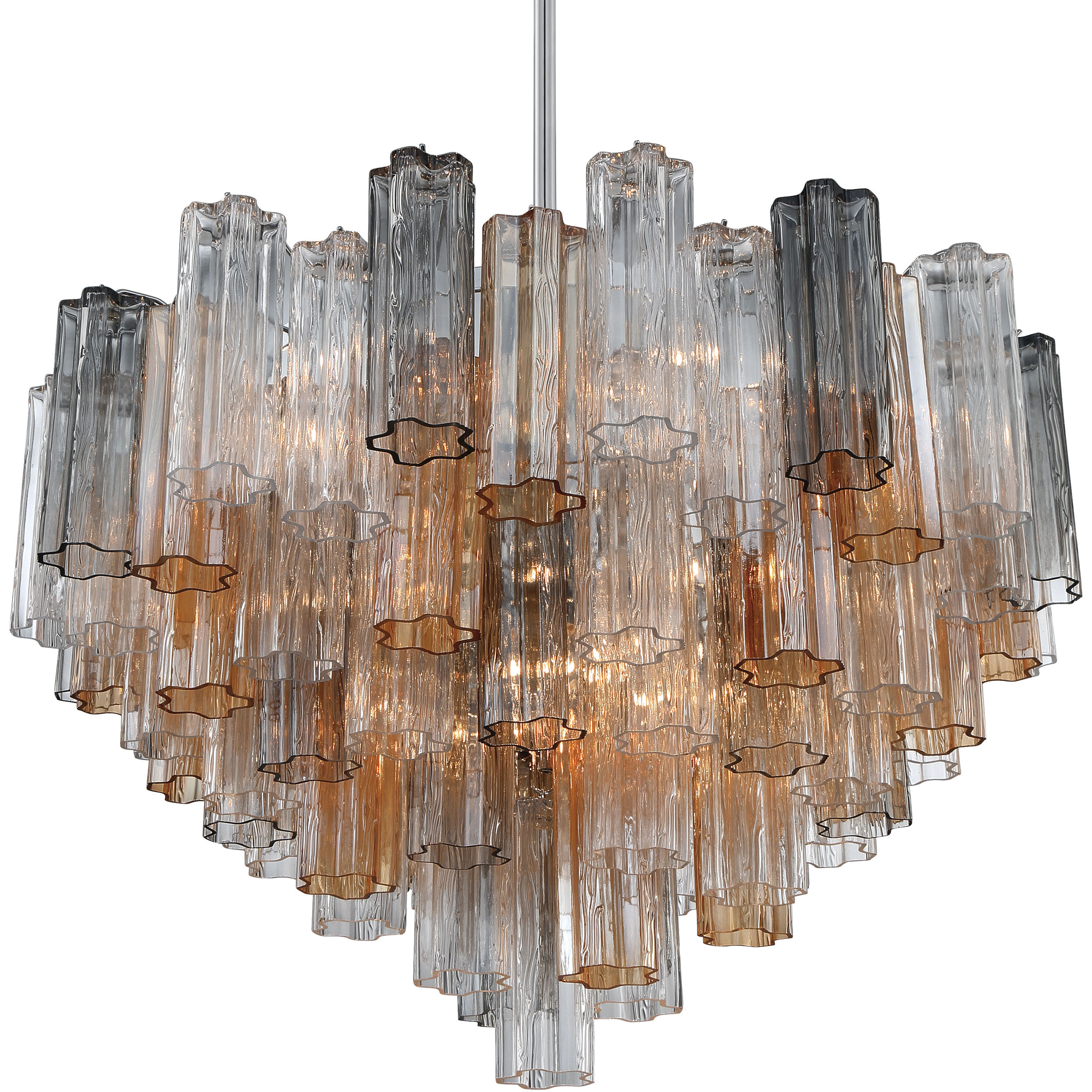 Addis 16 Light 32 inch Polished Chrome Chandelier Ceiling Light in Tronchi Glass Autumn