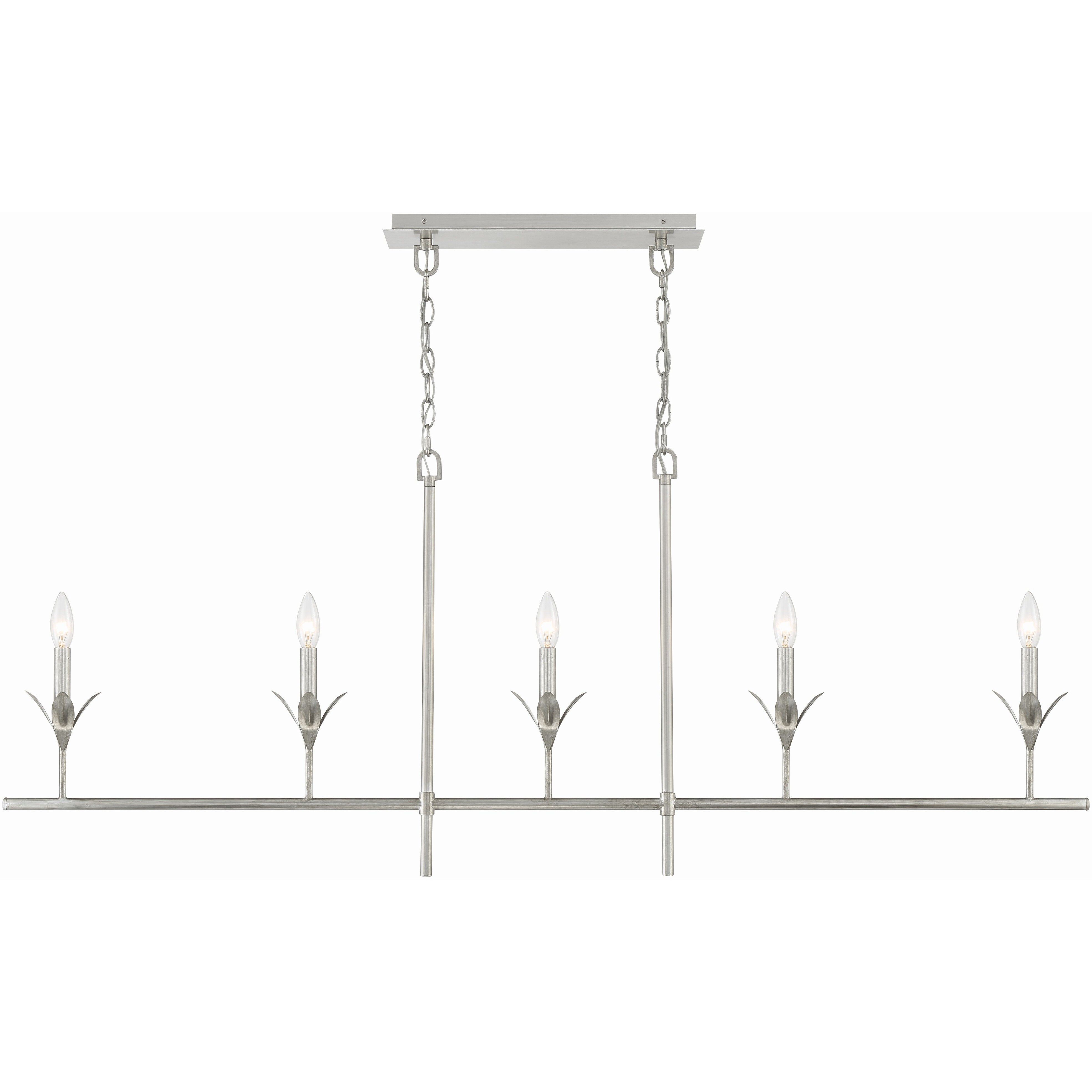 Broche 5 Light 53.5 inch Antique Silver Linear Chandelier Ceiling Light