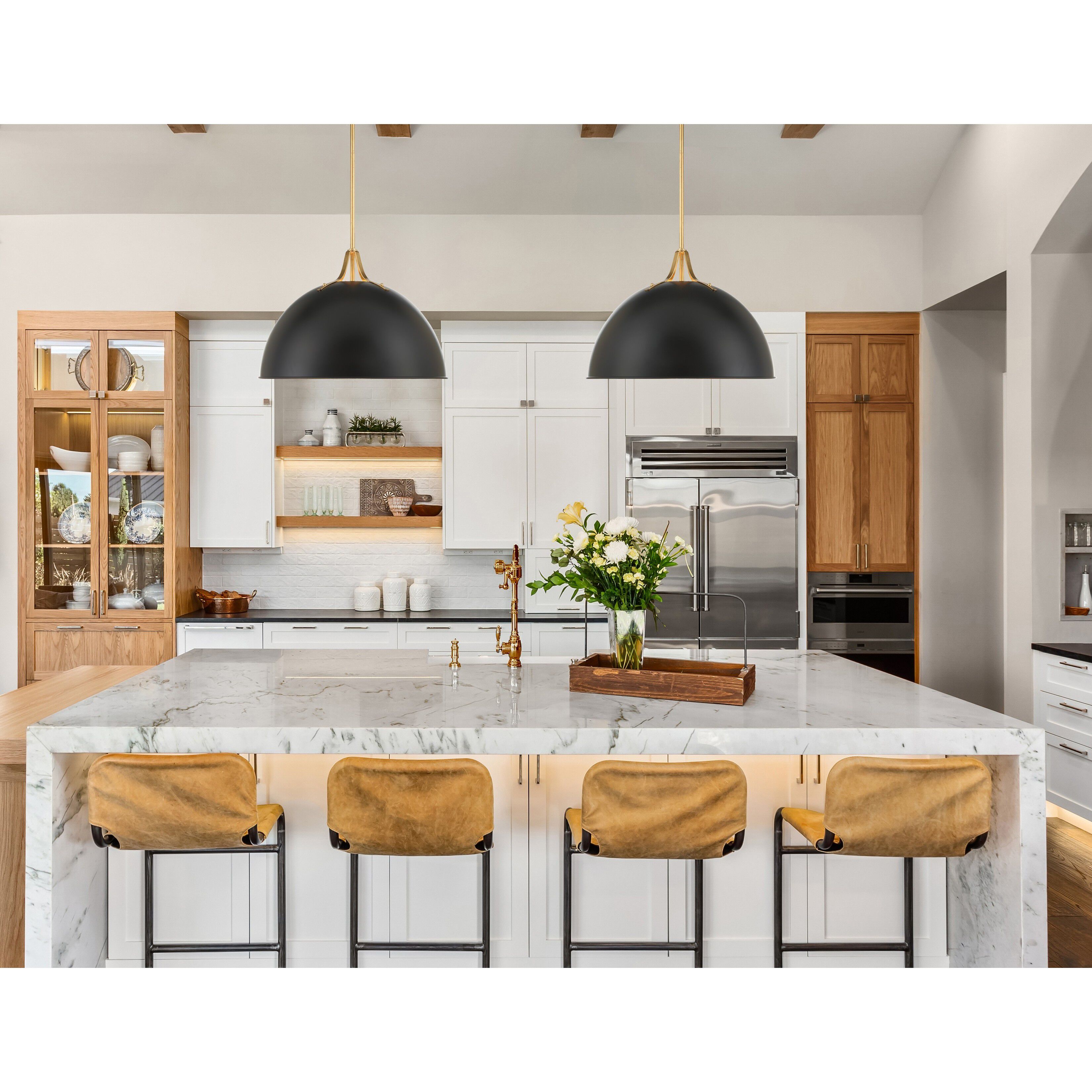 Soto Pendant Ceiling Light in Matte Black and Antique Gold