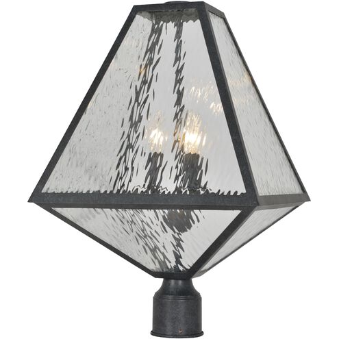 Glacier 3 Light 21 inch Black Charcoal Outdoor Post in Water