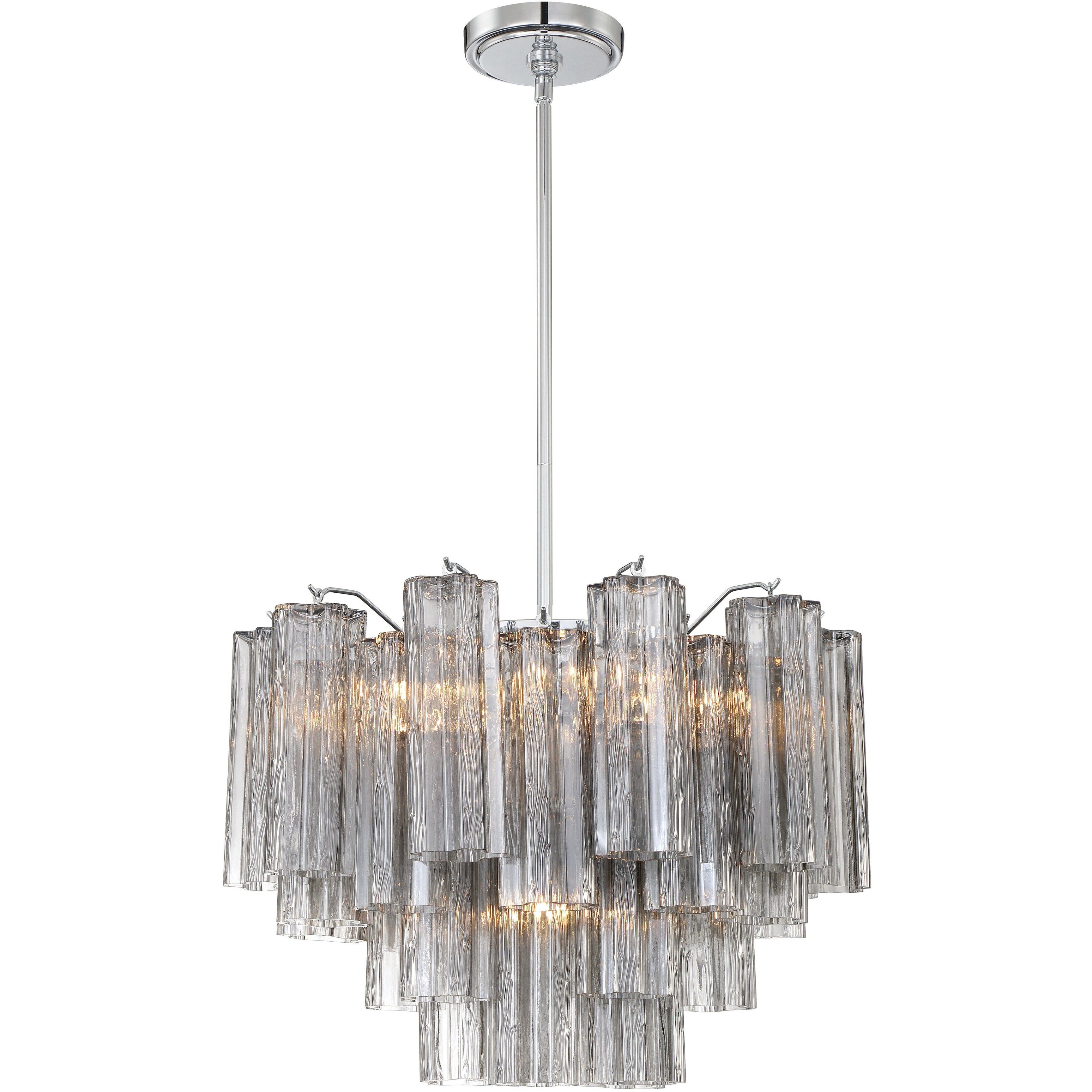 Addis 6 Light 19.75 inch Polished Chrome Chandelier Ceiling Light in Tronchi Glass Smoke