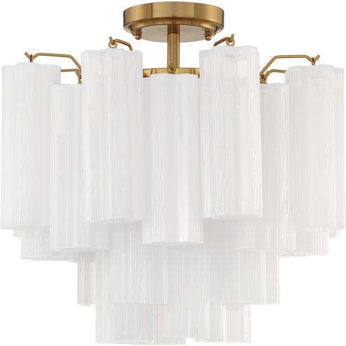 Addis 4 Light 17.75 inch Aged Brass Semi Flush Ceiling Light in White