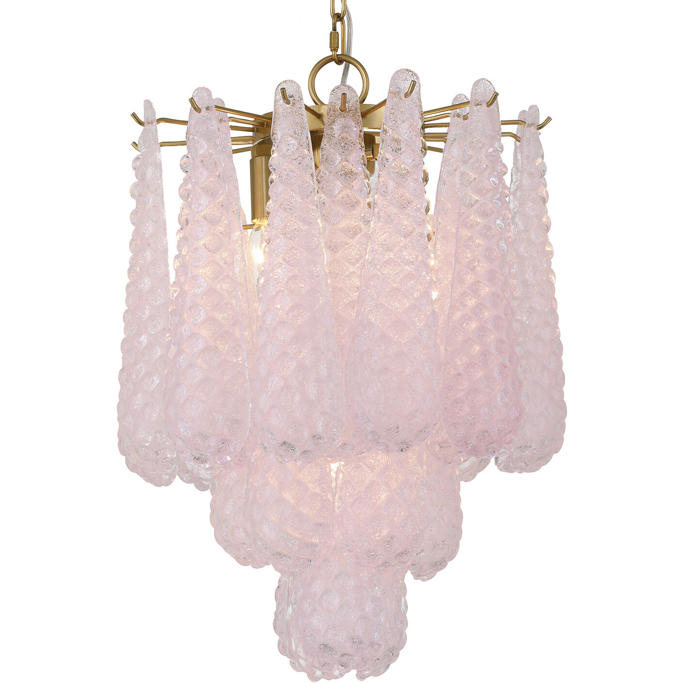 Ollie 4 Light 14.25 inch Aged Brass Chandelier Ceiling Light in Sand Glass Blush
