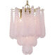 Ollie 4 Light 14.25 inch Aged Brass Chandelier Ceiling Light in Sand Glass Blush