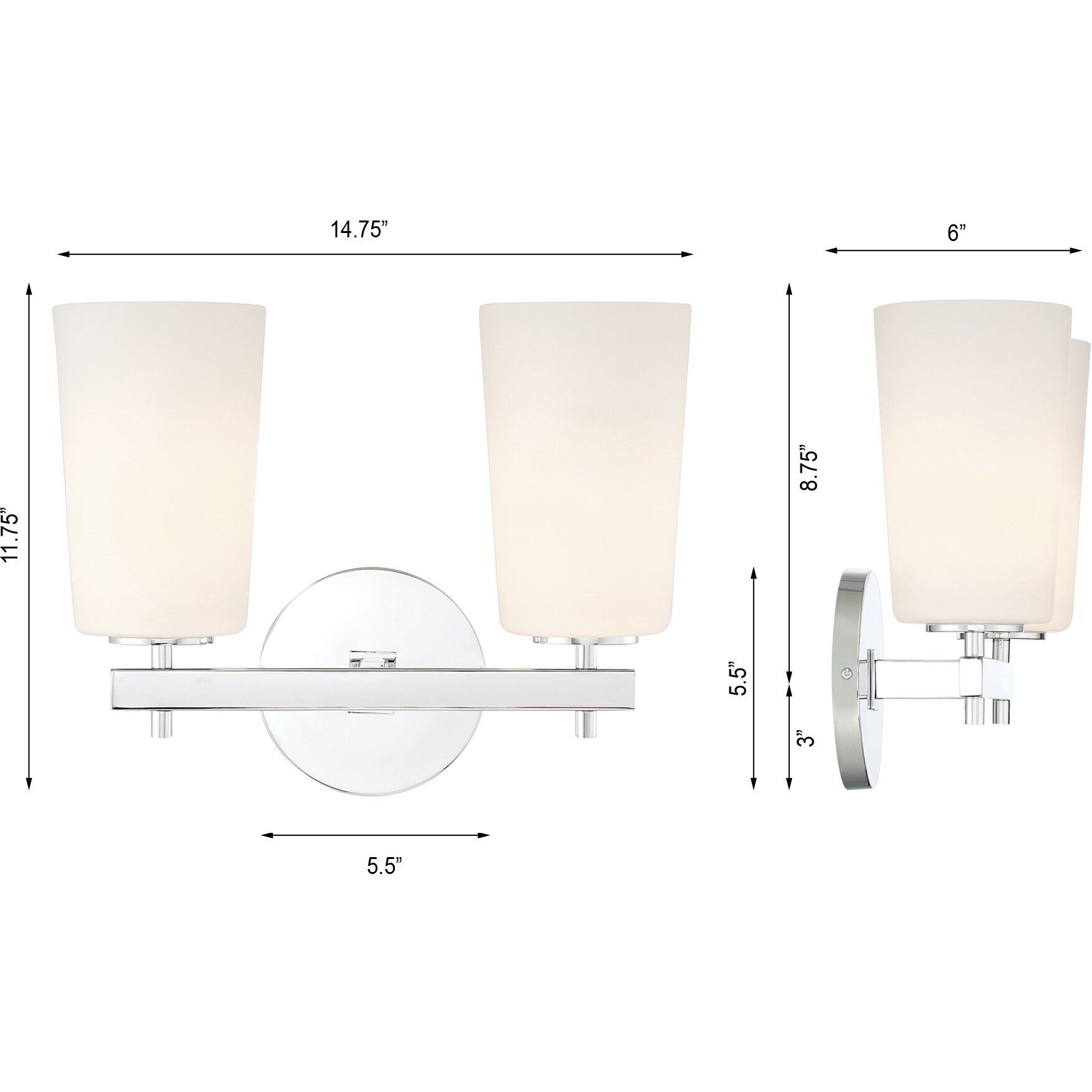 Colton 2 Light 14.75 inch Polished Chrome Bathroom Vanity Light Wall Light