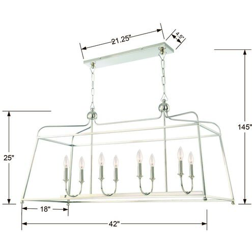 Sylvan 8 Light 42 inch Polished Nickel Chandelier Ceiling Light