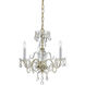 Traditional Crystal 3 Light 16 inch Polished Brass Mini Chandelier Ceiling Light in Clear Hand Cut