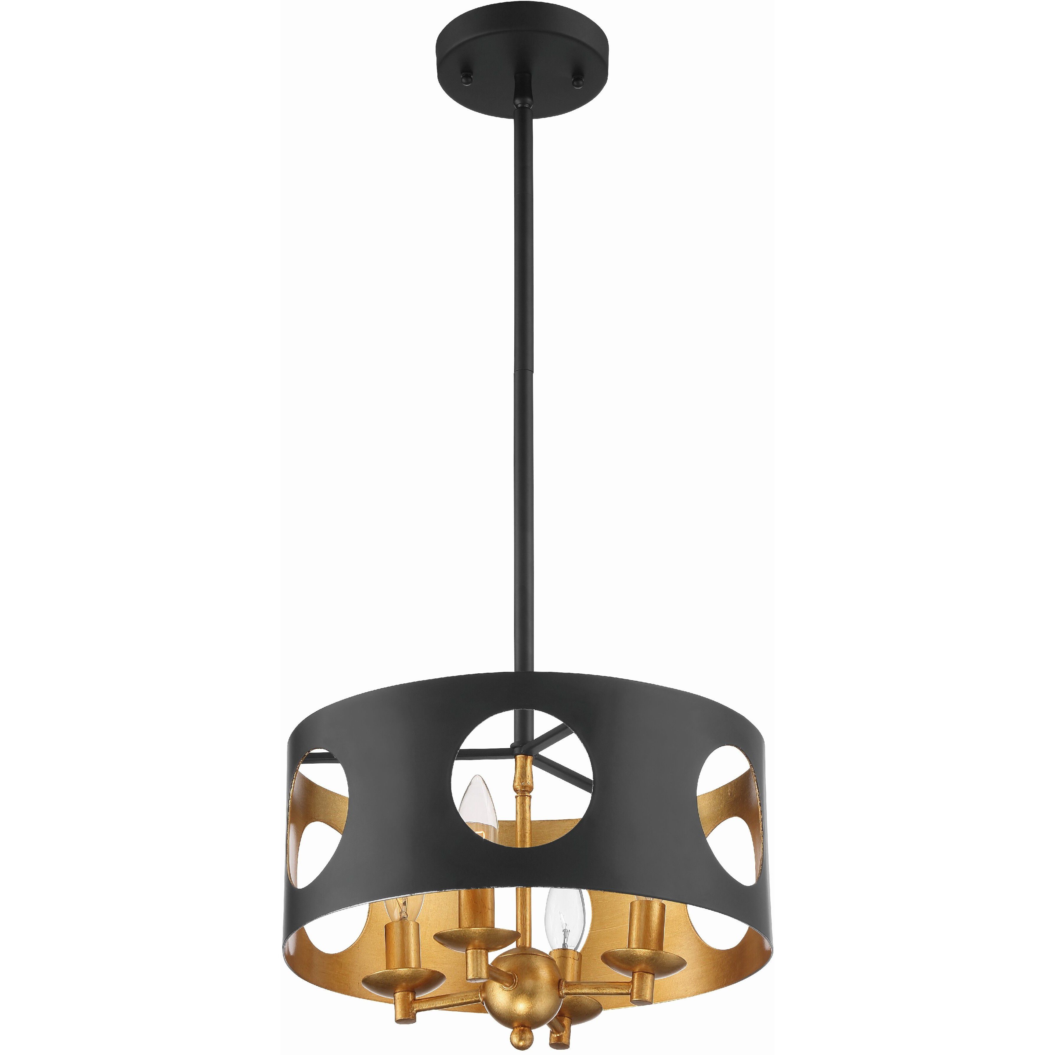 Odelle 4 Light 14 inch Black and Antique Gold Chandelier Ceiling Light
