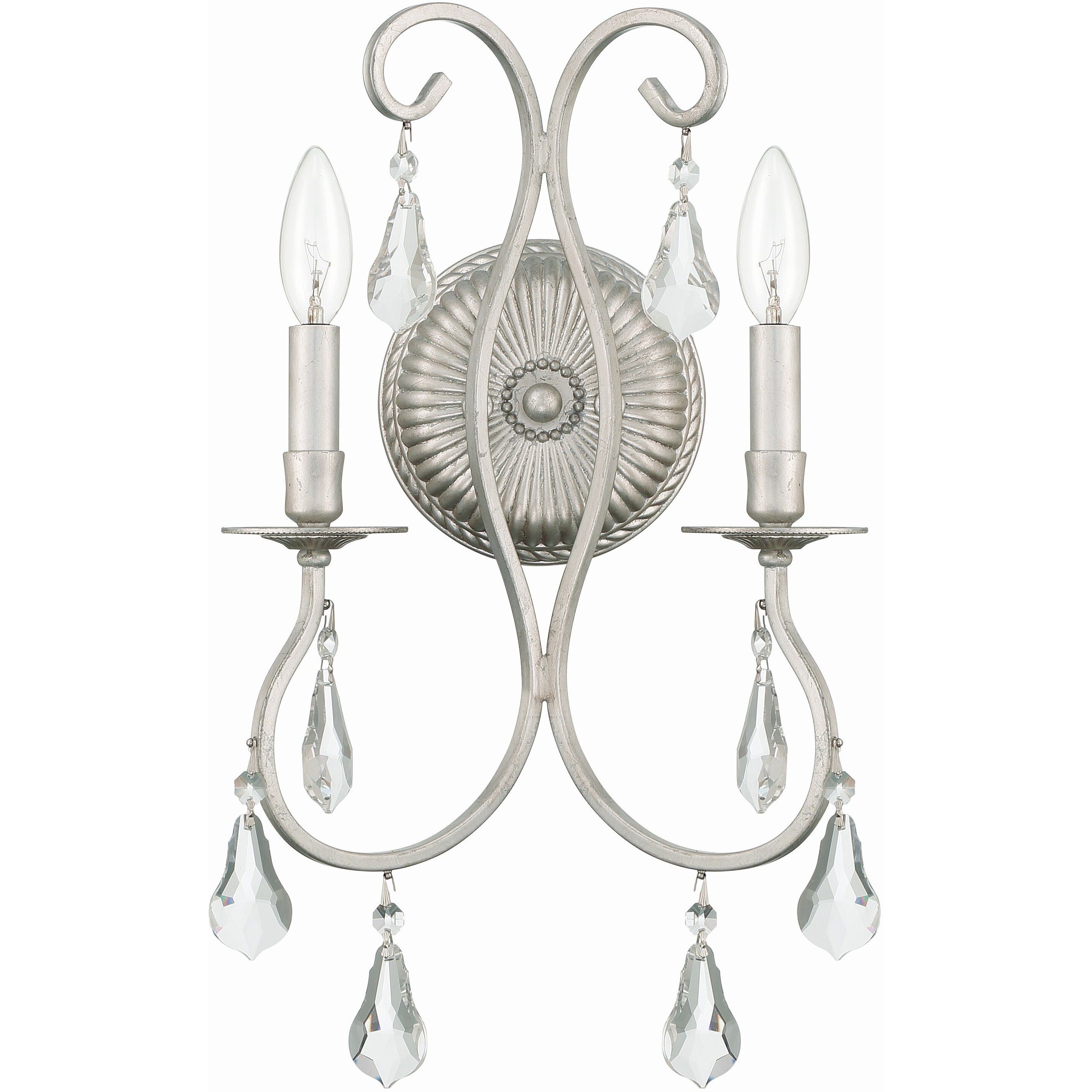 Ashton Bath Wall Light in Clear Swarovski Strass, Olde Silver