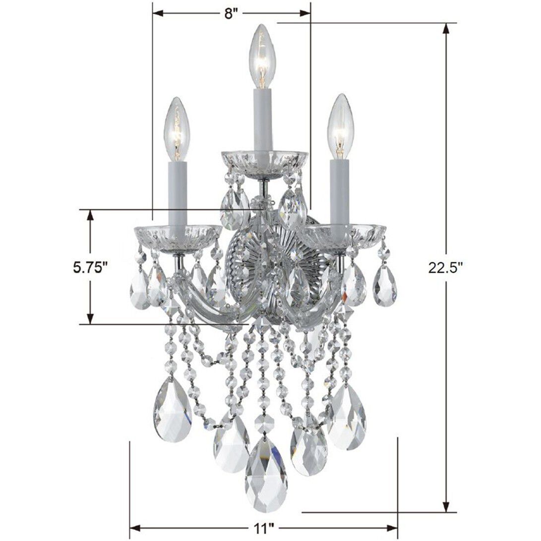Maria Theresa Sconce Wall Light in Clear Hand Cut, Polished Chrome
