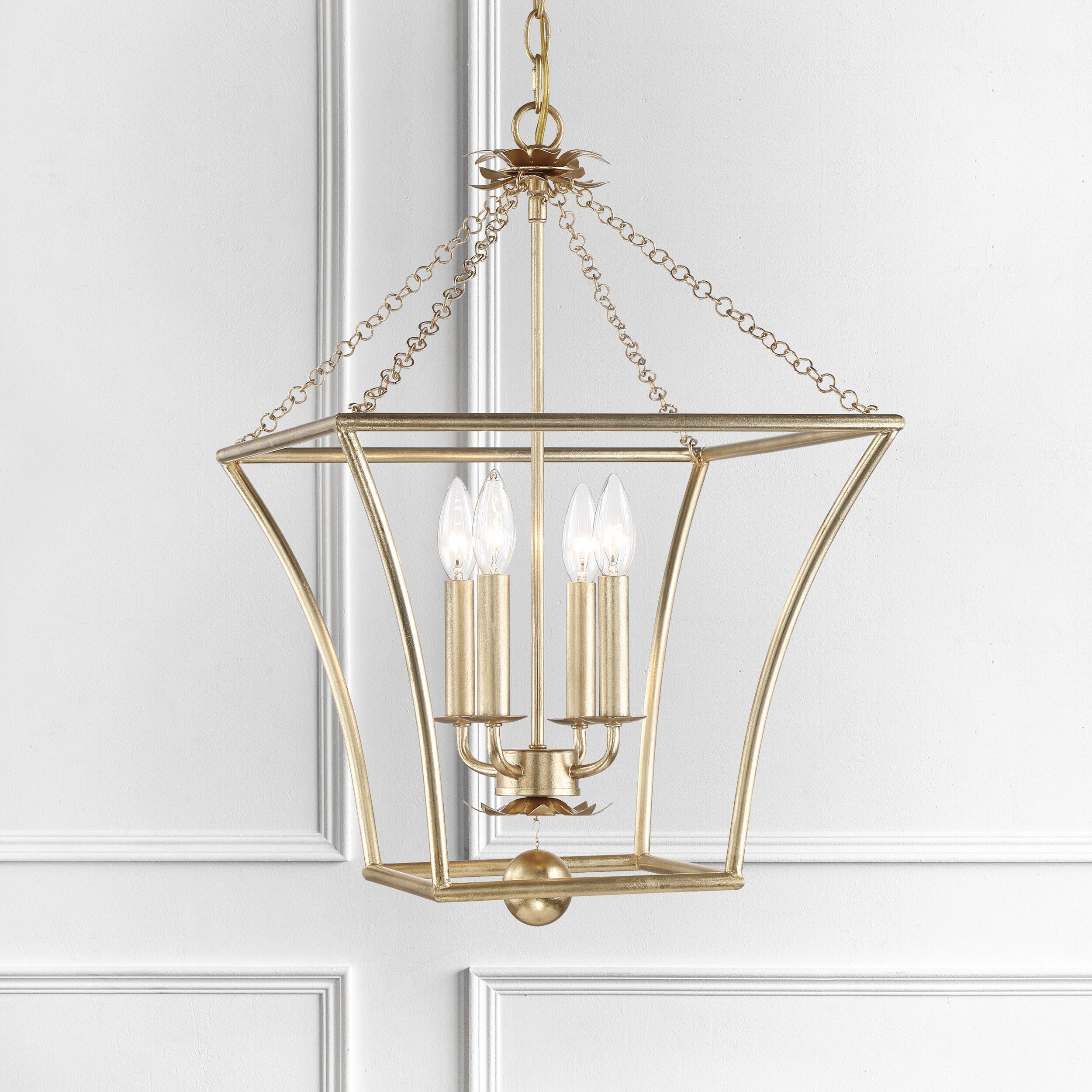 Broche 4 Light 16 inch Antique Gold Mini Chandelier Ceiling Light