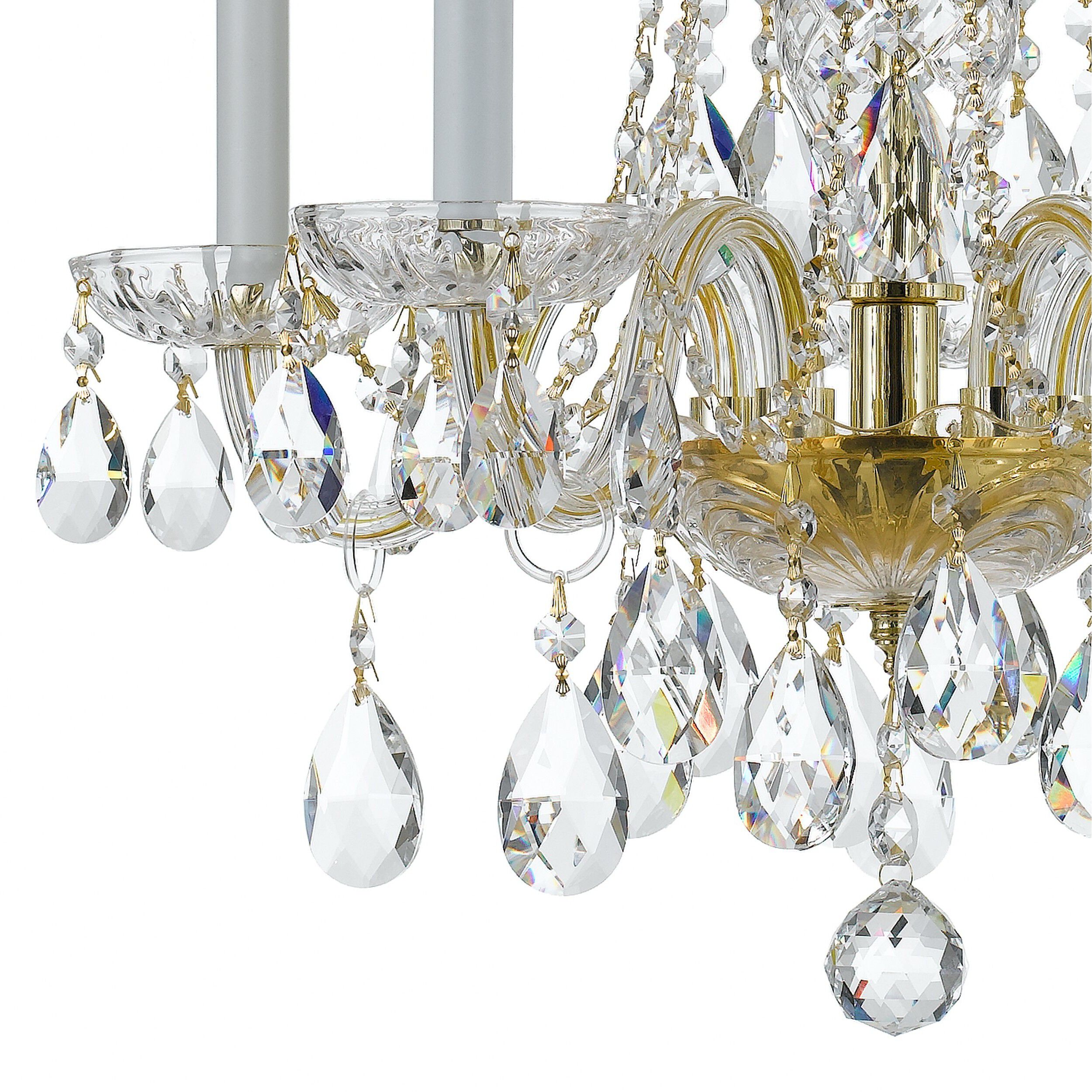 Traditional Crystal 5 Light 18 inch Polished Brass Chandelier Ceiling Light in Clear Hand Cut