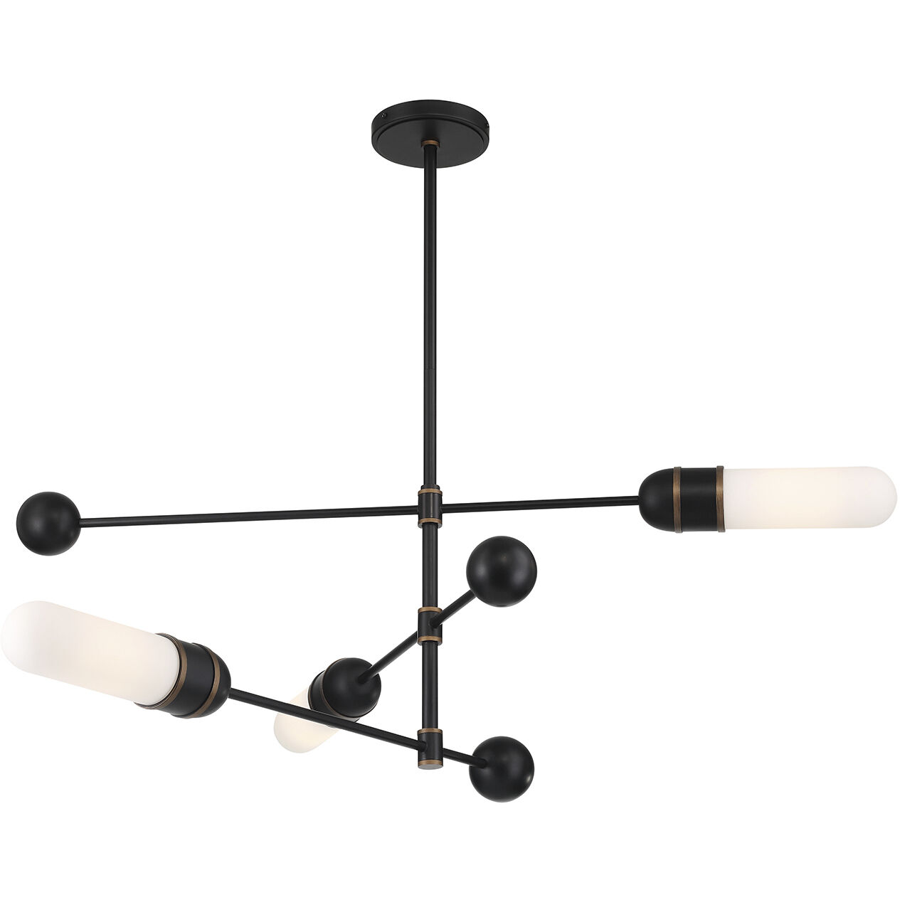Capsule 3 Light 47.75 inch Matte Black and Textured Gold Chandelier Ceiling Light