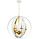 Luna 6 Light 21 inch Matte White and Antique Gold Chandelier Ceiling Light