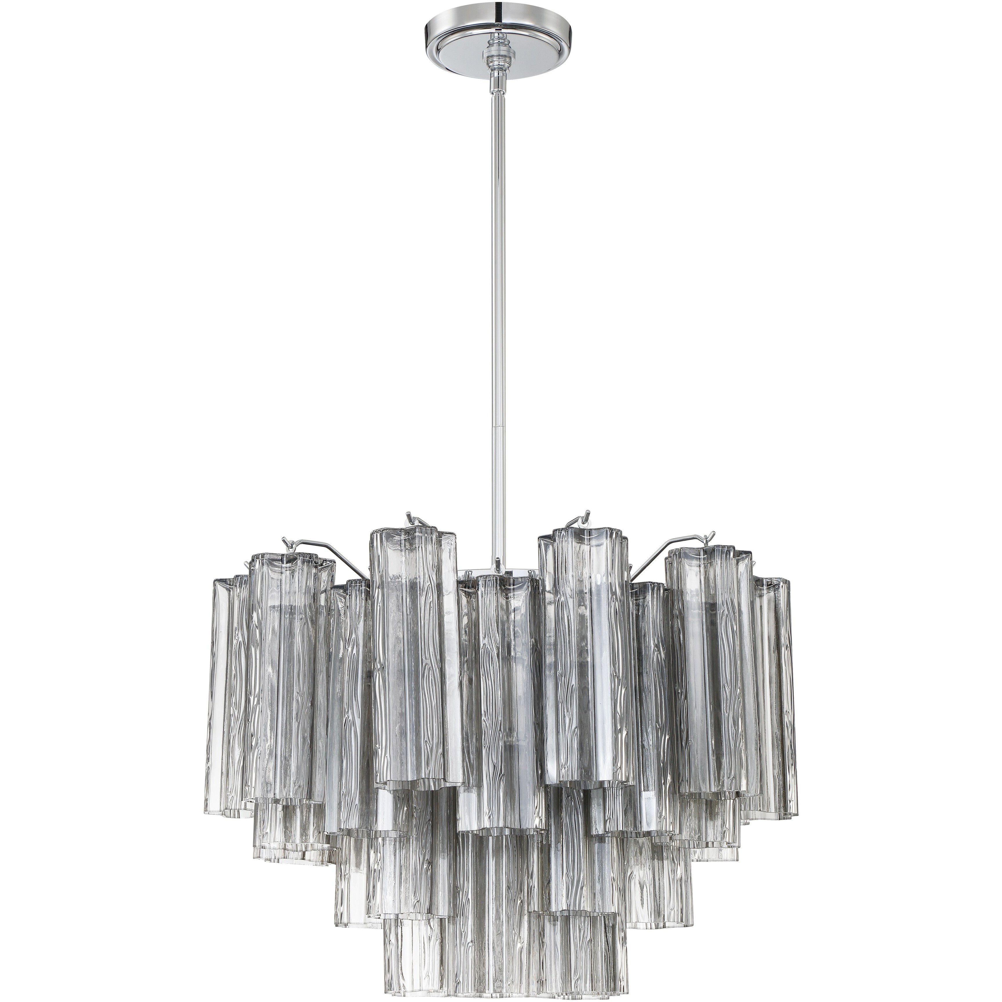 Addis 6 Light 19.75 inch Polished Chrome Chandelier Ceiling Light in Tronchi Glass Smoke