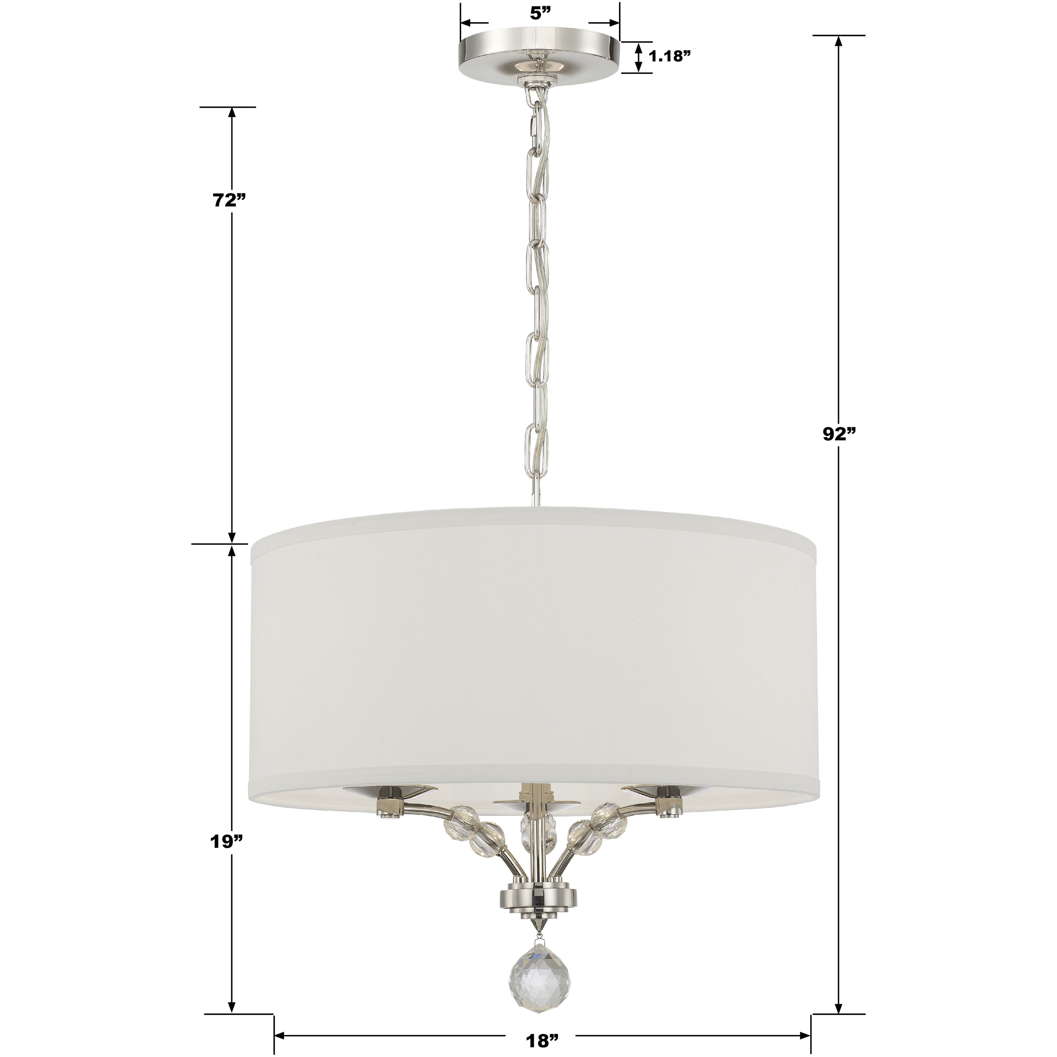 Mirage 3 Light 18 inch Polished Nickel Chandelier Ceiling Light