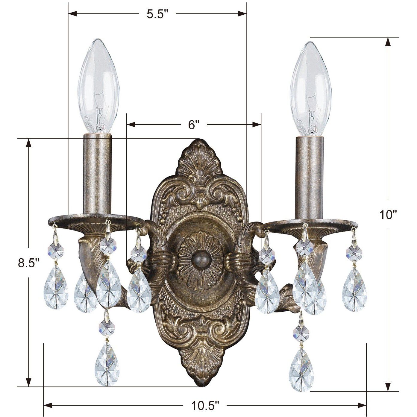 Paris Market Sconce Wall Light in Clear Hand Cut, Venetian Bronze