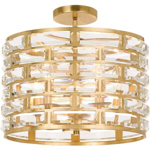 Meridian 5 Light 15 inch Antique Gold Semi Flush Ceiling Light