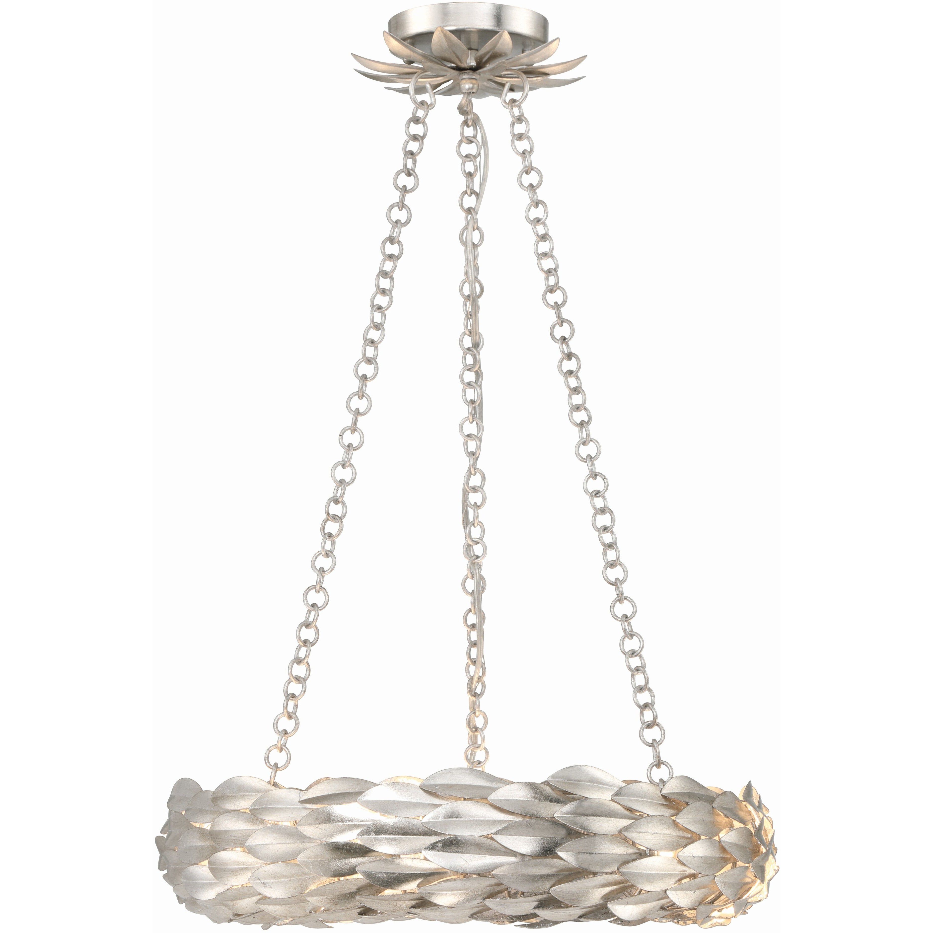 Broche 6 Light 18 inch Antique Silver Chandelier Ceiling Light