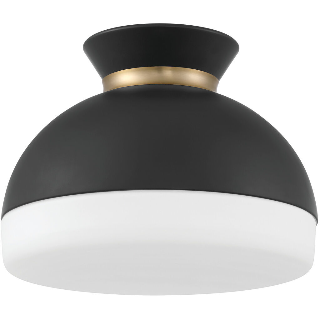 Gidget 2 Light 15 inch Matte Black and Vibrant Gold Flush Ceiling Light