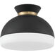 Gidget 2 Light 15 inch Matte Black and Vibrant Gold Flush Ceiling Light
