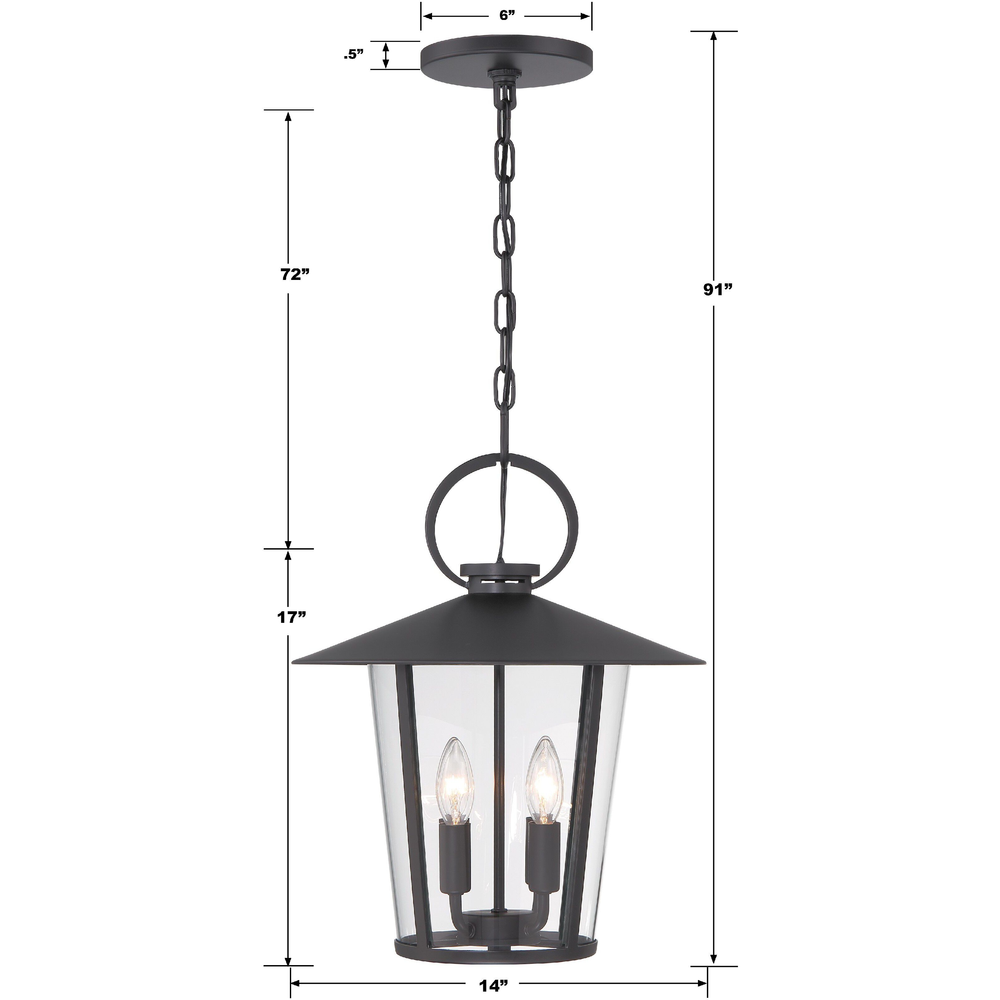 Andover 4 Light 14 inch Matte Black Pendant Ceiling Light in Clear
