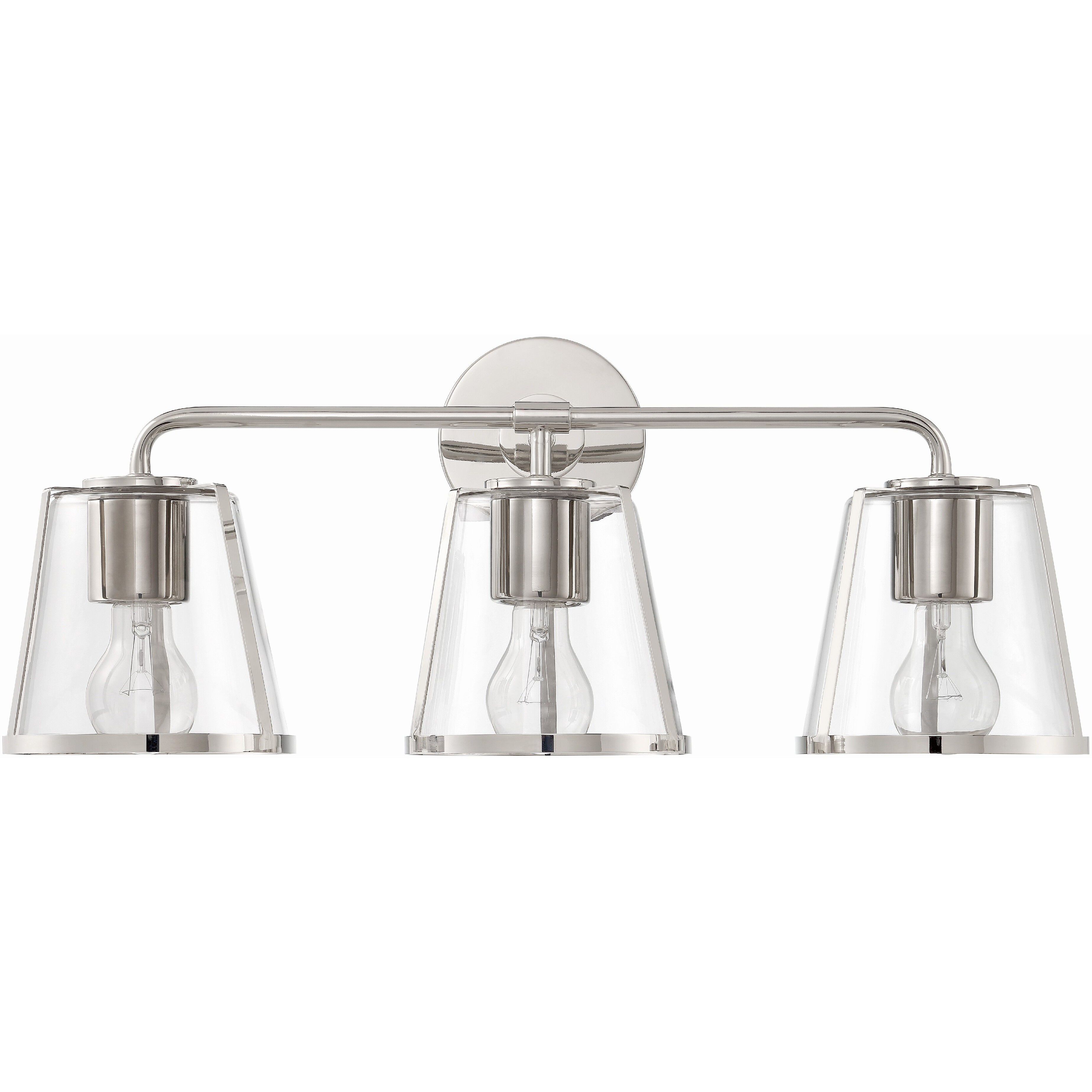 Fulton Bath Vanity Light Wall Light in Polished Nickel, Clear