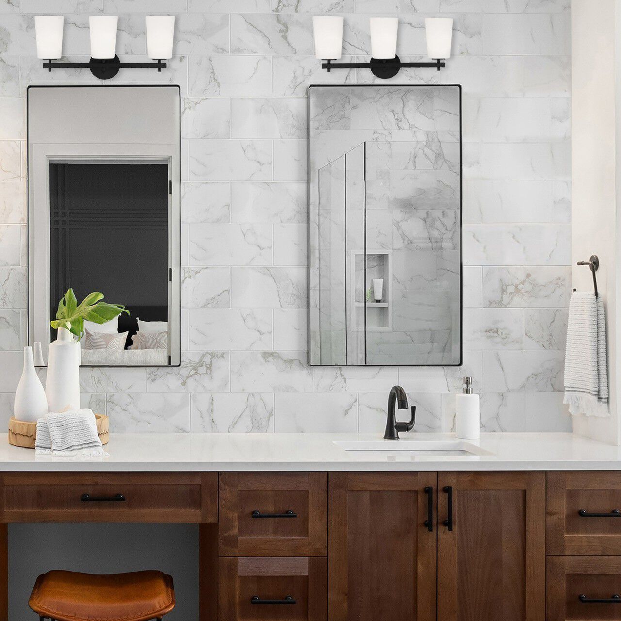 Colton 3 Light 23.25 inch Black Bathroom Vanity Light Wall Light