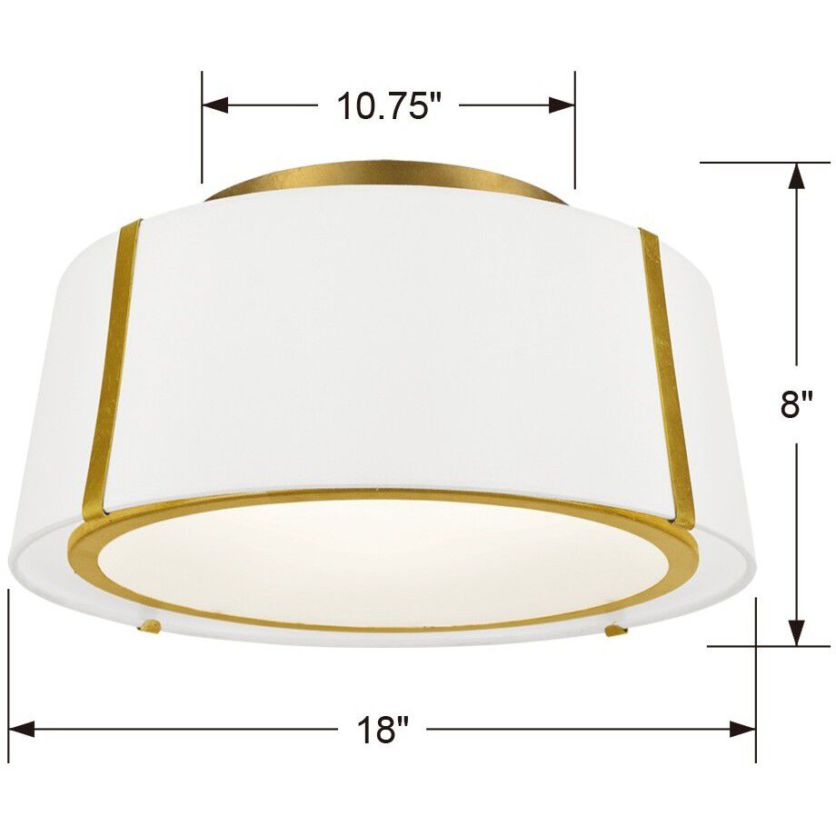 Fulton 3 Light 18 inch Antique Gold Semi Flush Ceiling Light