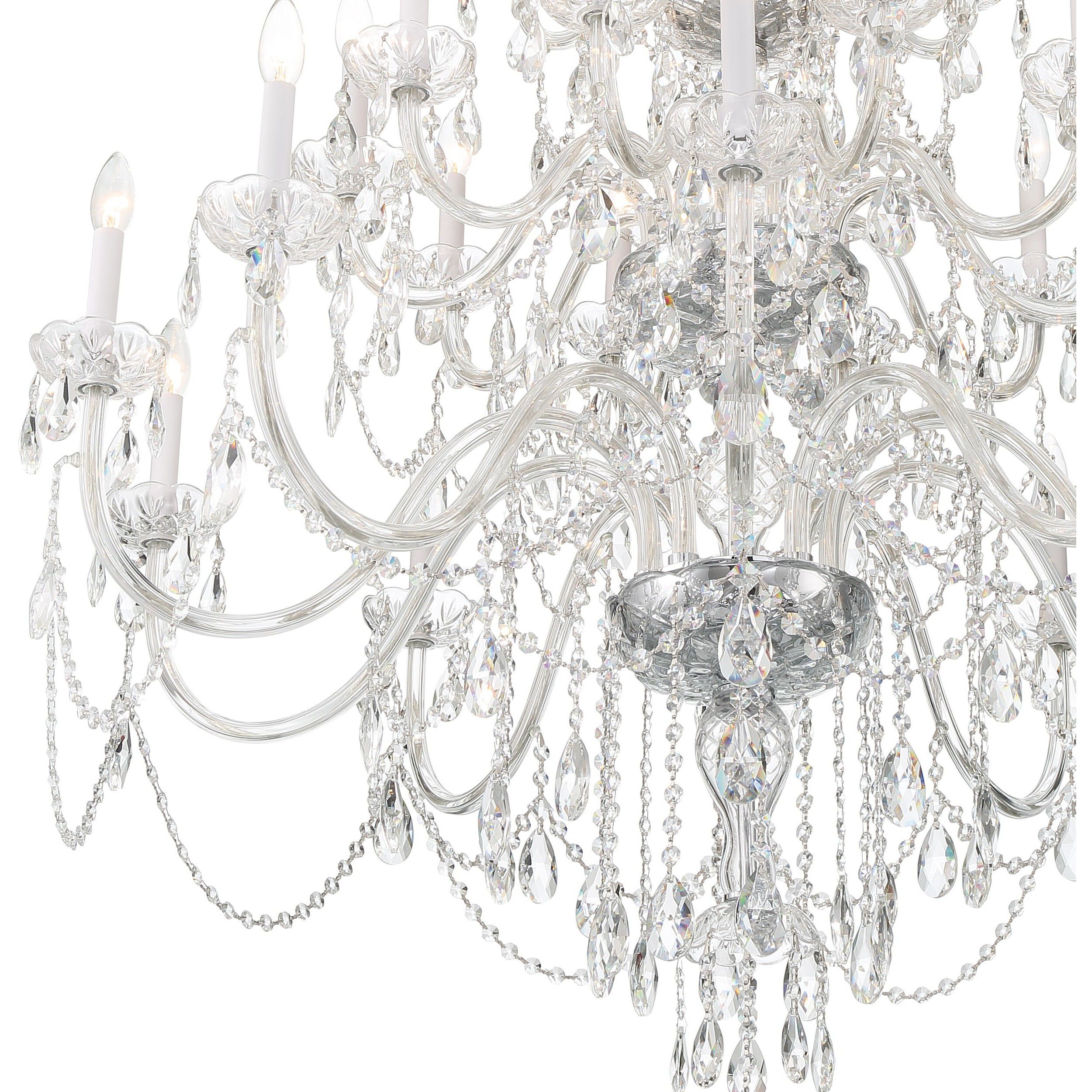 Traditional Crystal 25 Light 45 inch Polished Chrome Chandelier Ceiling Light