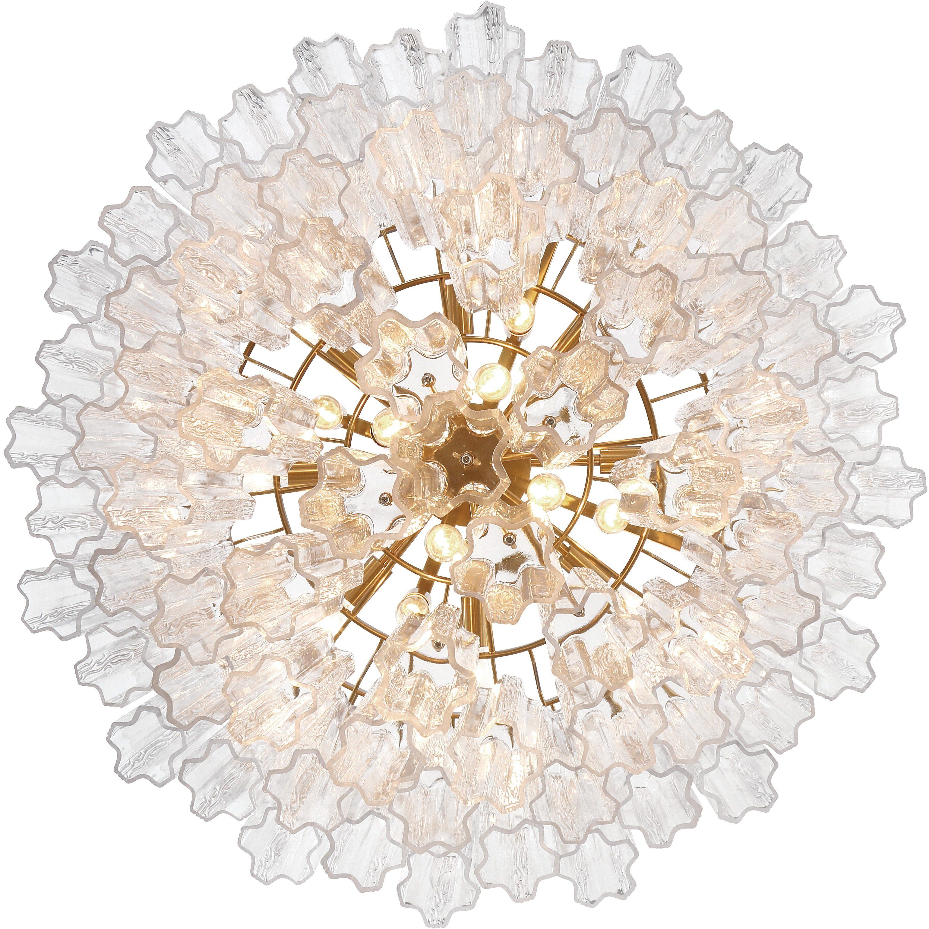 Addis 16 Light 32 inch Aged Brass Chandelier Ceiling Light in Tronchi Glass Clear