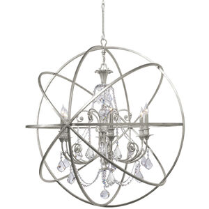 Solaris 6 Light 40 inch Olde Silver Chandelier Ceiling Light in Clear Hand Cut