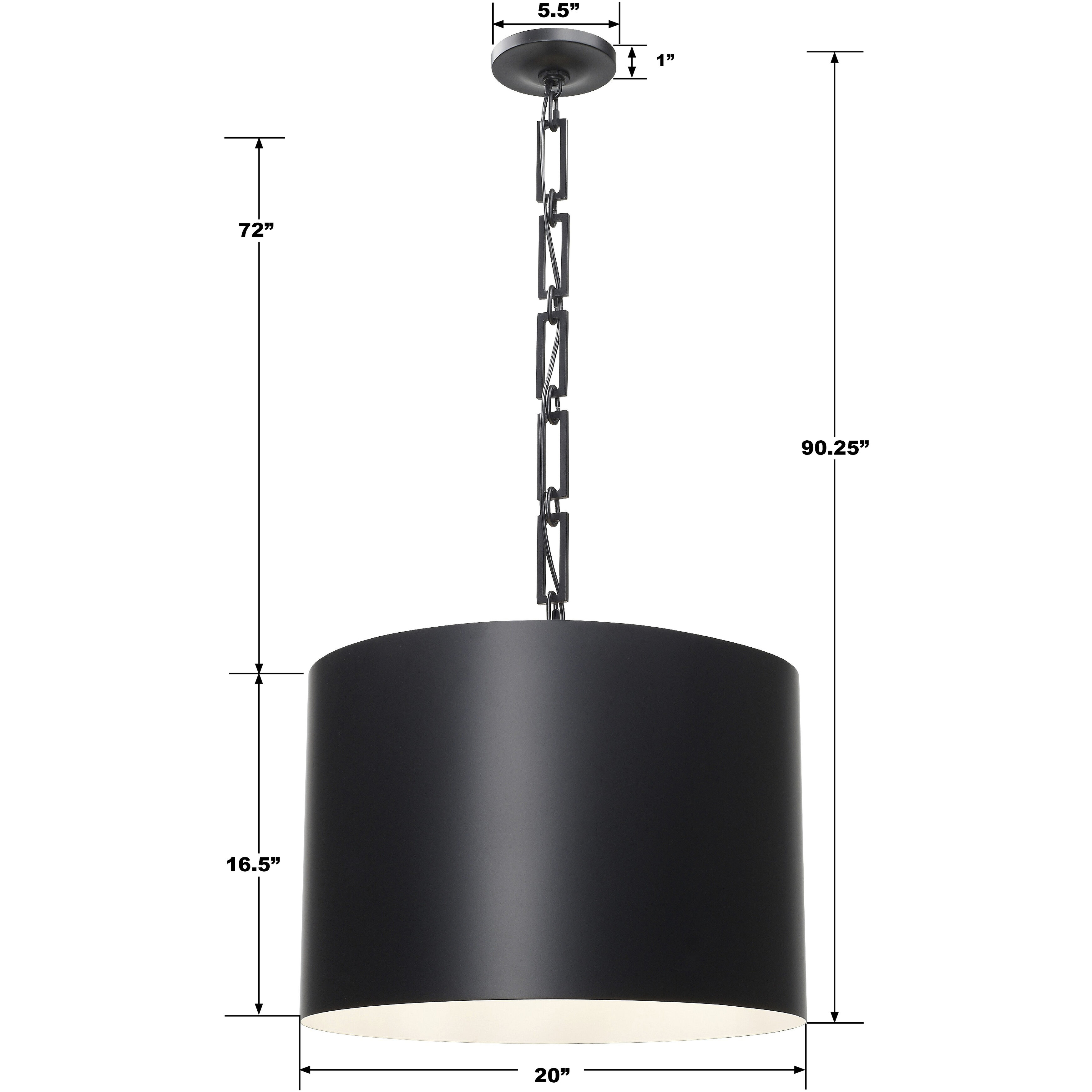 Alston 6 Light 20 inch Matte Black/White Pendant Ceiling Light in Matte Black with White
