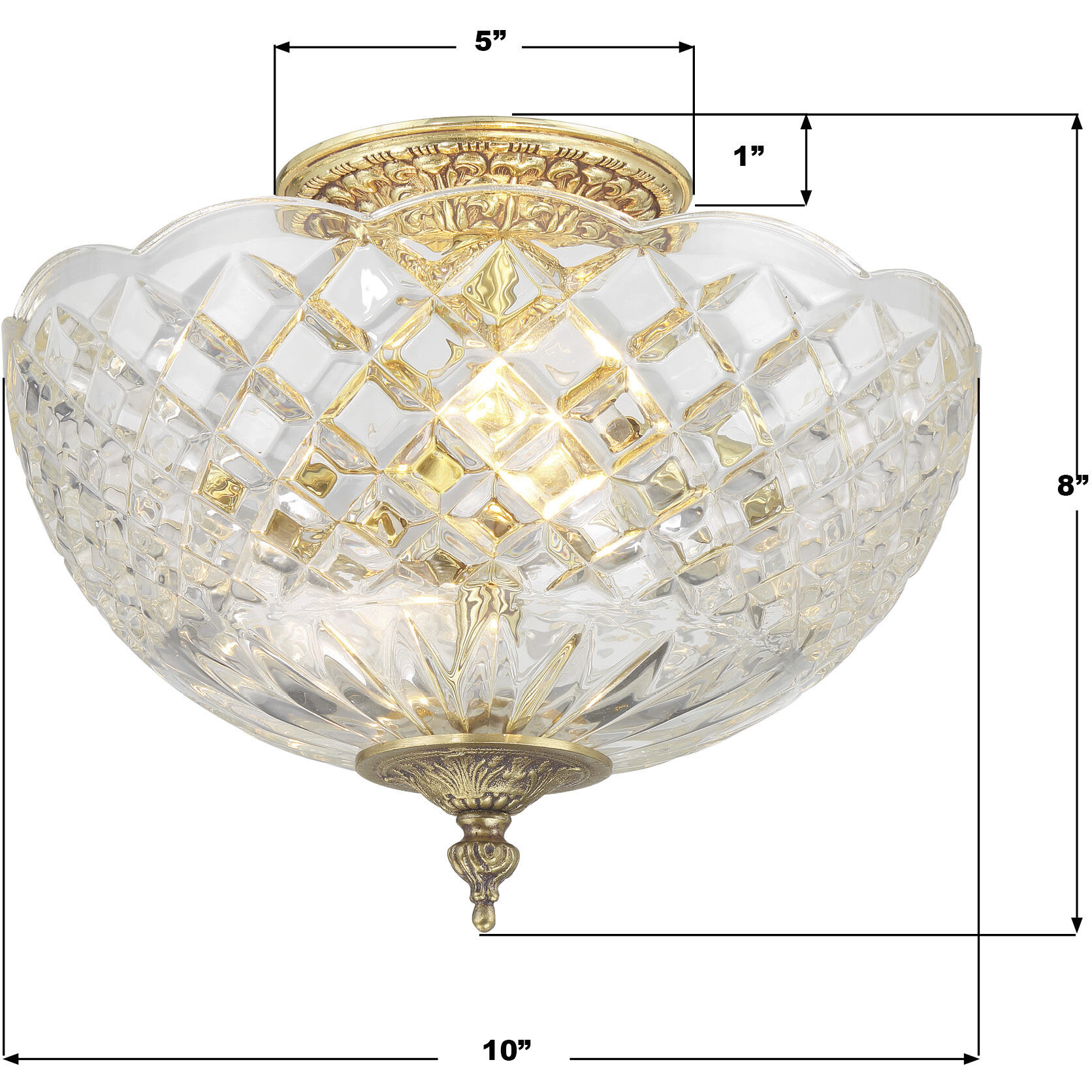 Milton 2 Light 10 inch Olde Brass Semi Flush Ceiling Light