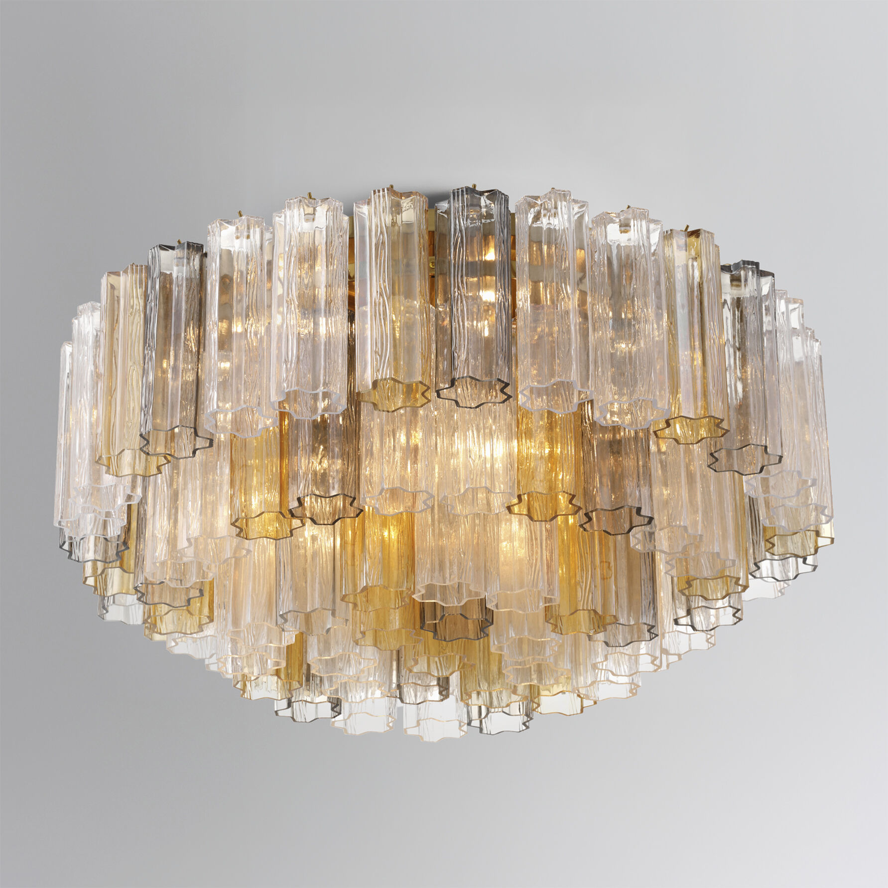 Addis 16 Light 32 inch Aged Brass Flush Mount Ceiling Light in Tronchi Glass Autumn