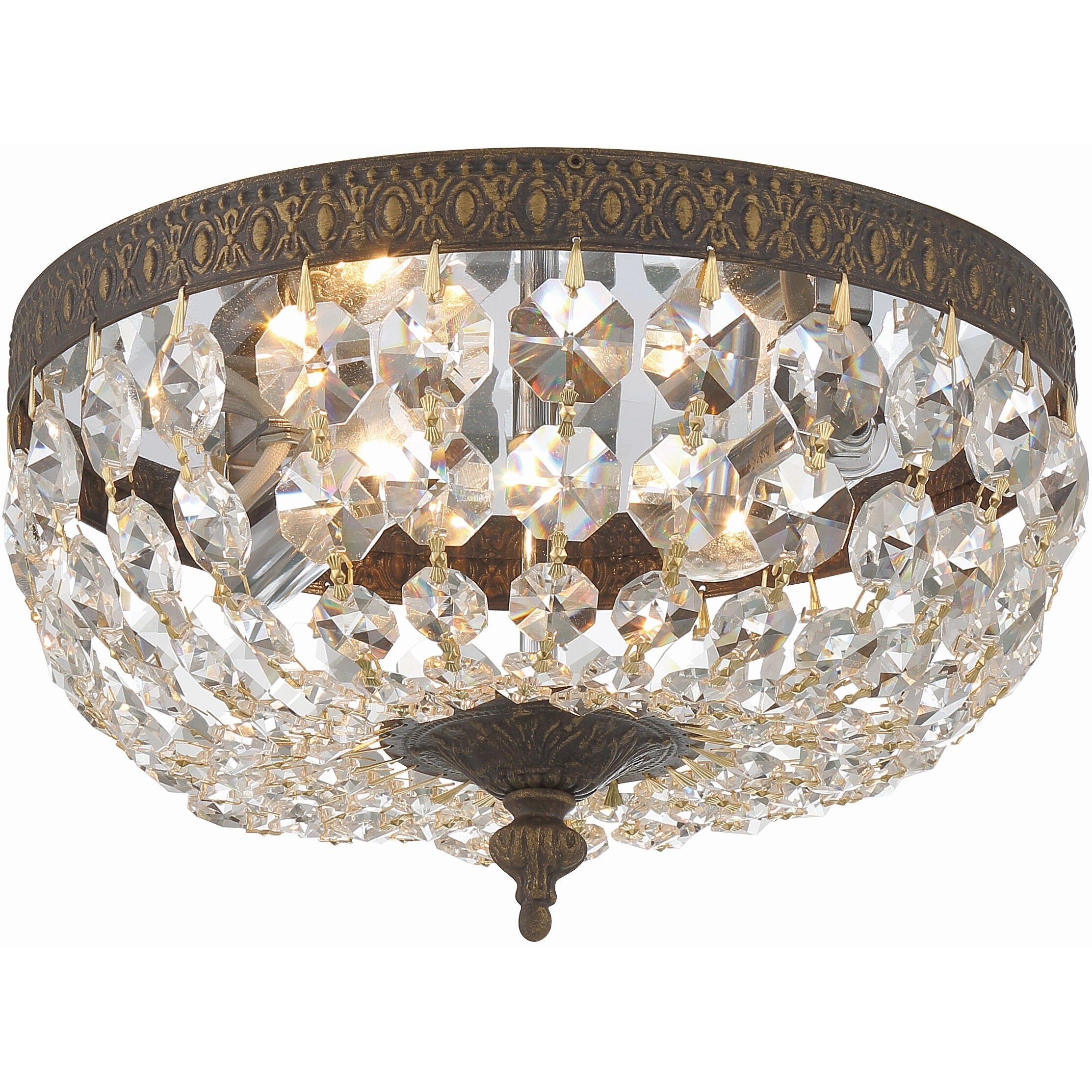 Waltham 2 Light 10 inch English Bronze Flush Ceiling Light in Clear Spectra