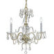 Traditional Crystal 3 Light 16 inch Polished Brass Mini Chandelier Ceiling Light in Clear Hand Cut