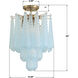 Ollie 4 Light 14.25 inch Aged Brass Semi Flush Ceiling Light in Sand Glass Blue