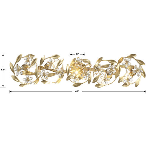 Marselle 5 Light 42 inch Antique Gold Bathroom Vanity Light Wall Light
