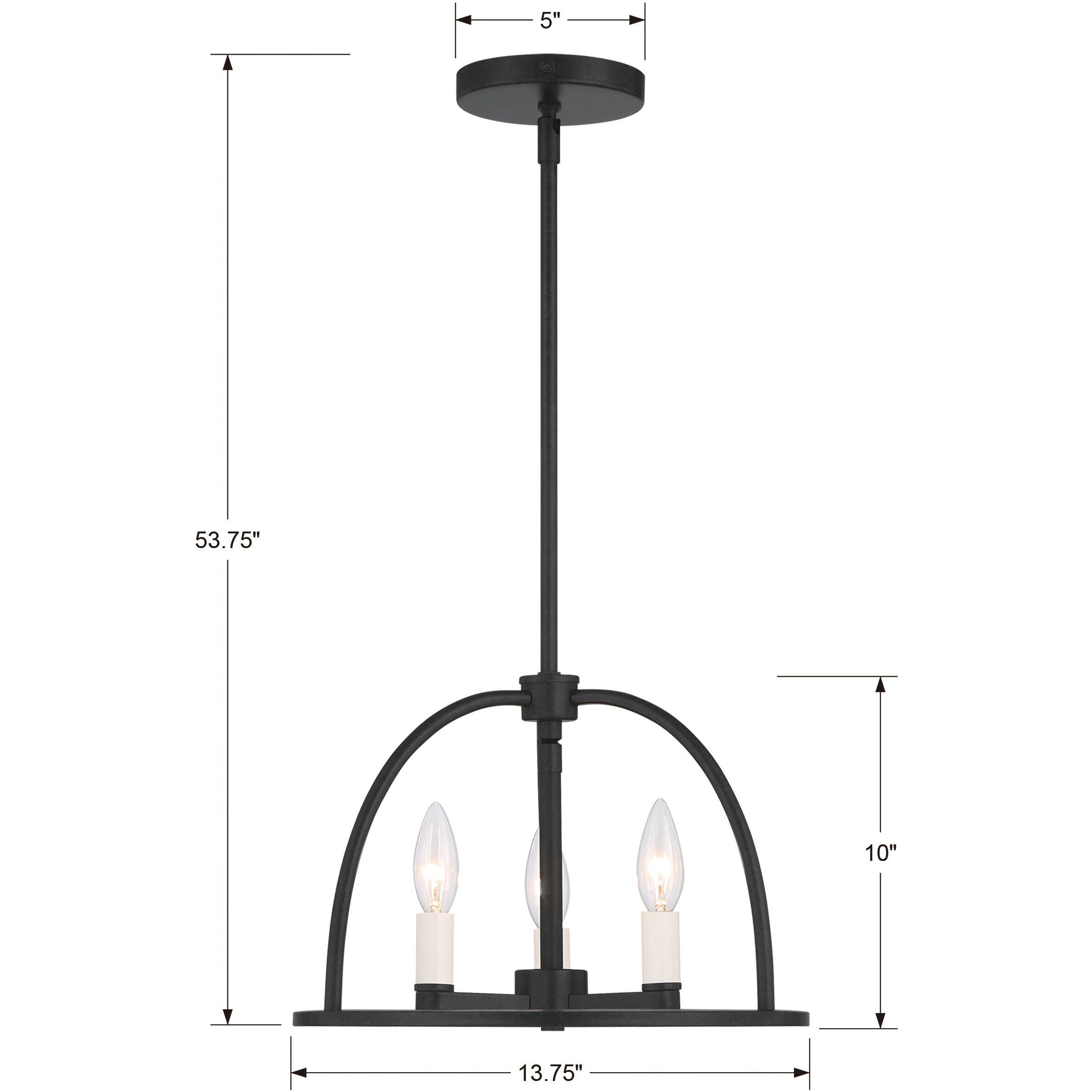 Abbott 3 Light 13.75 inch Black Mini Chandelier Ceiling Light