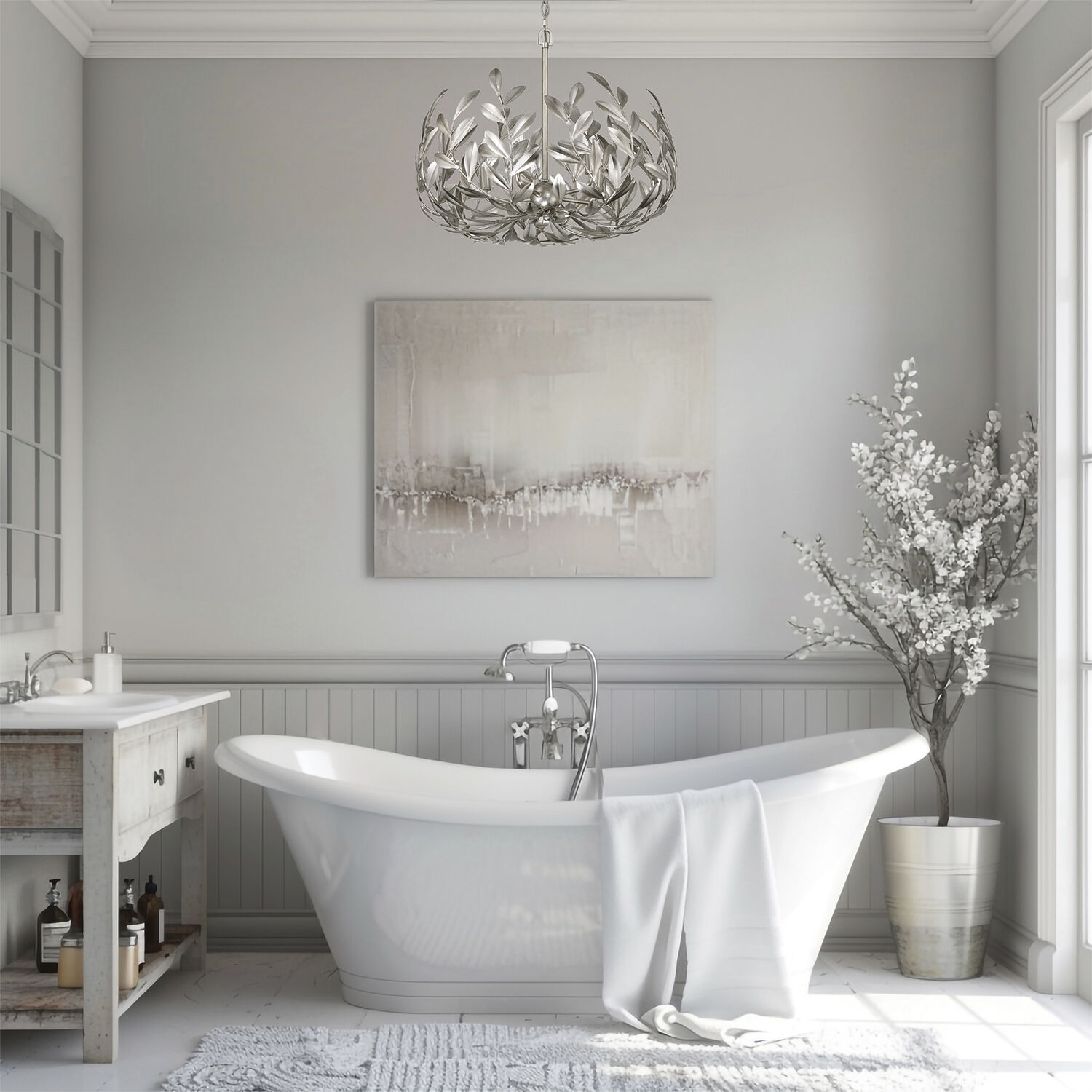 Broche 5 Light 23 inch Antique Silver Chandelier Ceiling Light