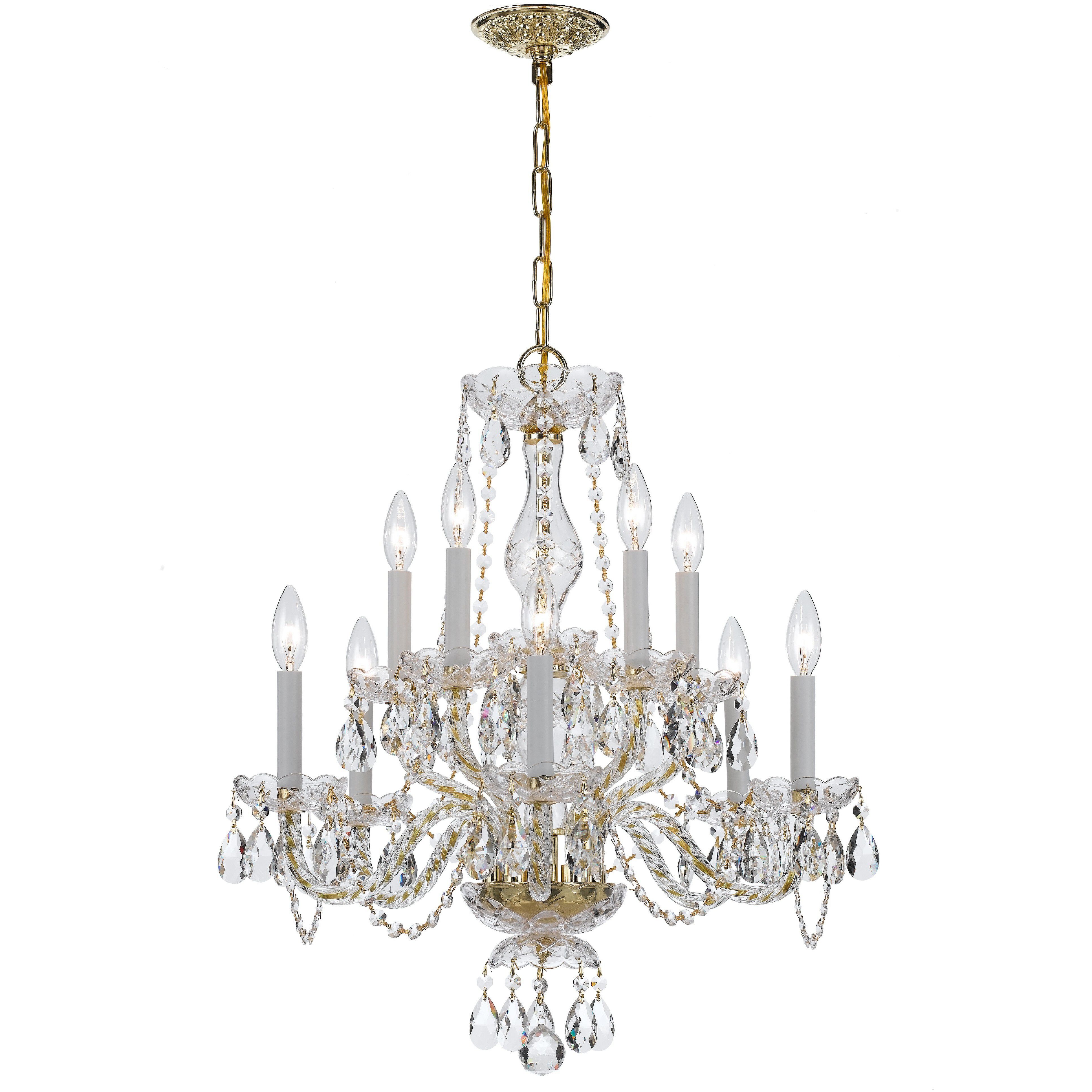 Traditional Crystal 10 Light 23 inch Polished Brass Chandelier Ceiling Light in Clear Spectra